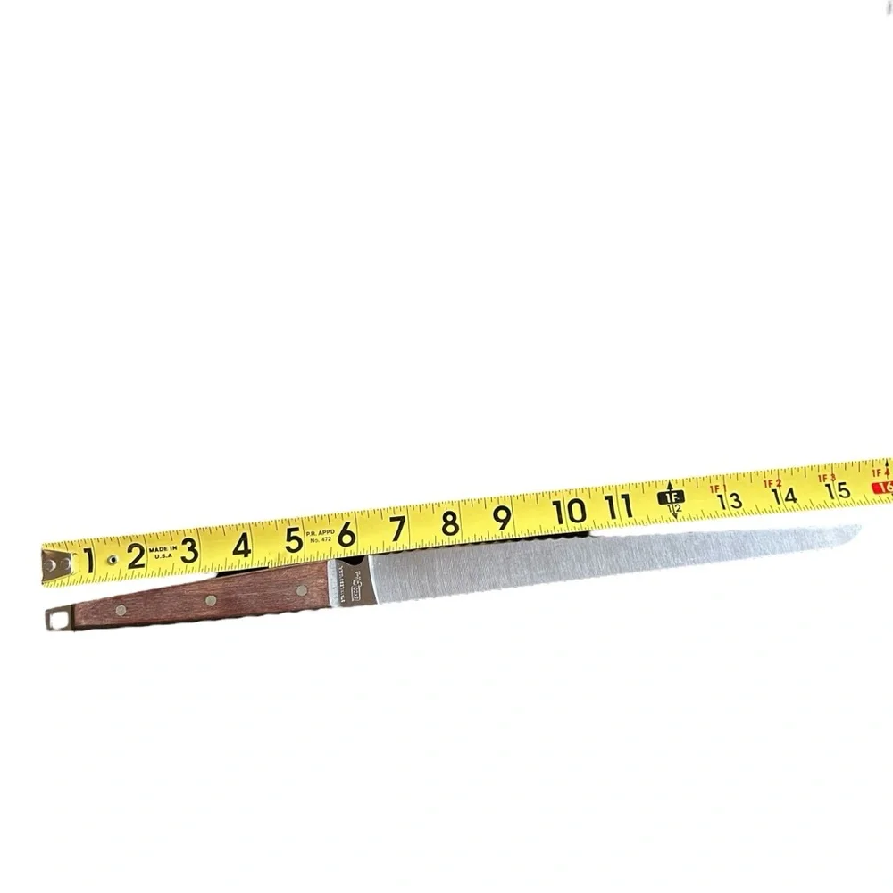 Ekco Flint Vintage Stainless Steel Bread Knife Arrow Head‎ 3 Rivet Wood Handle